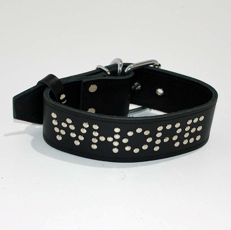 WHORE Leather Bondage Collar - - Collars and Leads