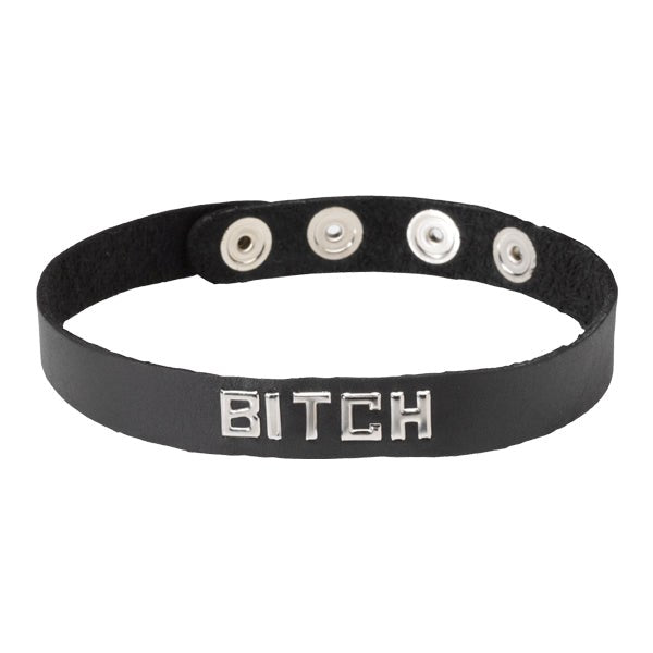 Spartacus Enterprises Wordband Collar BITCH Oil Tanned Leather BDSM Collar - - Cock Rings