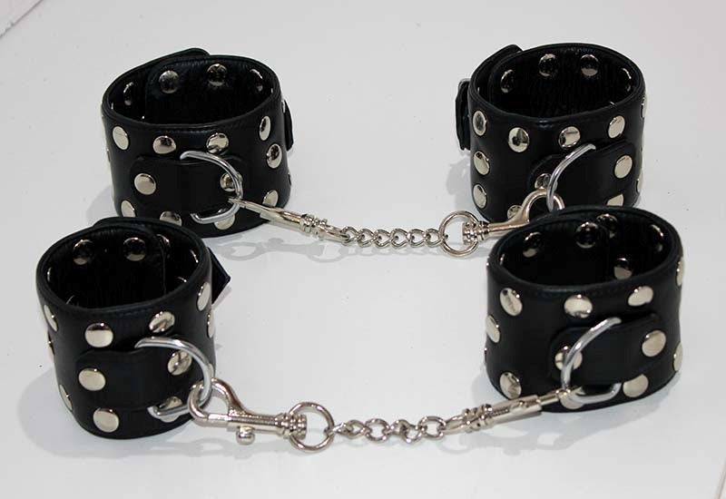 Xtreme Leather Studded Wrist & Ankle Cuffs - - Cuffs and Restraints