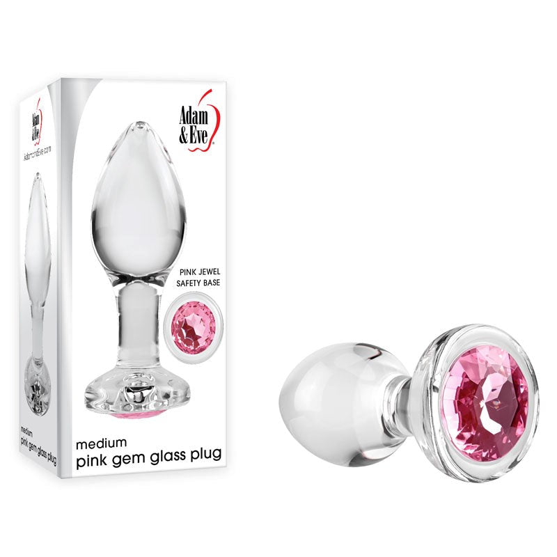 Adam & Eve Pink Gem Glass Butt Plug Luxurious Anal Stimulation Sex Toy - - Butt Plugs