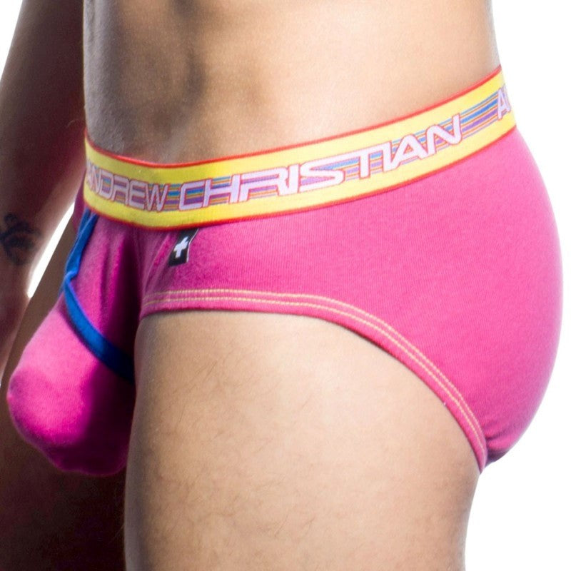 Andrew Christian Almost Naked Dare Brief Sunset Pink Cross Strap Design - - Jocks and G-Strings