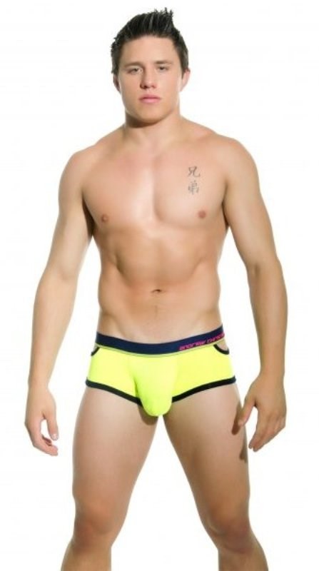 Andrew Christian Almost Naked Quirk Boxer Neon Yellow L Glow Under Blacklight - - Jocks and G-Strings