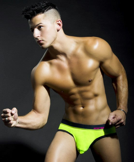 Andrew Christian Almost Naked Brief Lime Anatomical Pouch Support - - Mens Briefs And Boxers