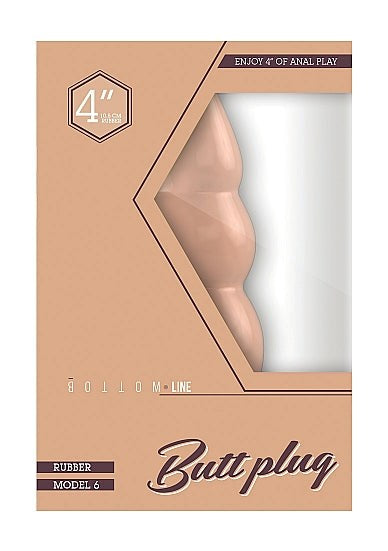 Shots Toys Bottom Line Rubber Butt Plug Flesh Model 6 Suction Cup Base - - Butt Plugs