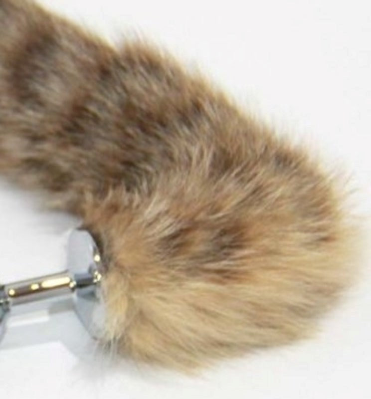 BDStyle Brown Cat Faux Tail Silver Smooth Butt Plug with Premium Steel - - Steel Sex Toys