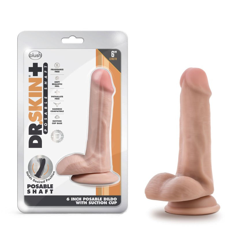Blush Novelties Dr. Skin Plus Girthy Poseable Pleasure Companion Dildo - - Realistic Dildos