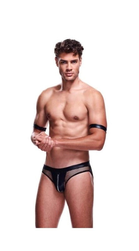 Envy Menswear 2 Piece Sexy Cop Set BLEC11 with Front Zipper Brief - - Mens Briefs And Boxers