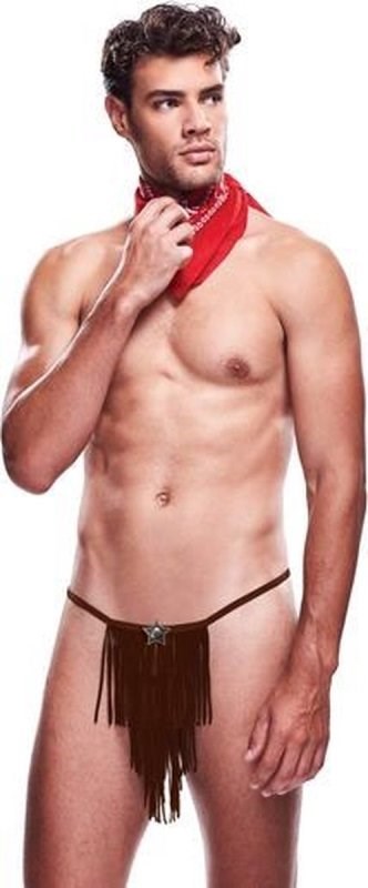 Envy Menswear Giddy Up Cowboy Set 2 piece Fringed Loincloth Roleplay - - Jocks and G-Strings