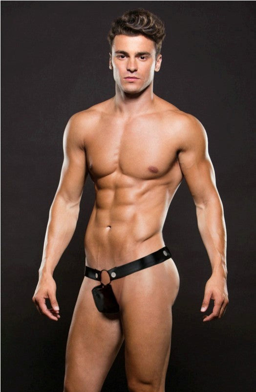 Envy Menswear Hercules Thong Black with O Ring Detail - - His Fetish