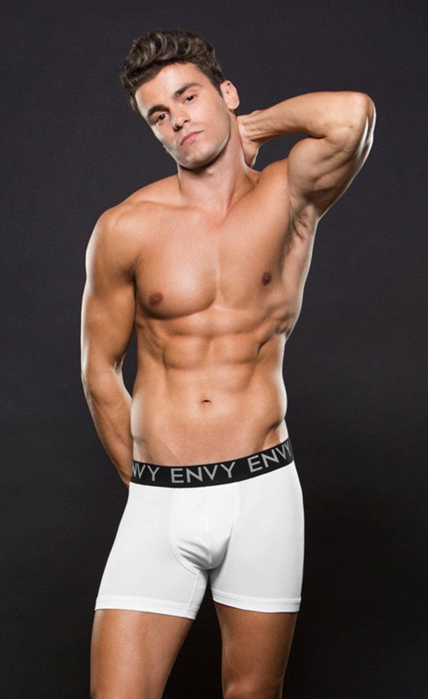 Envy Menswear Micro LowRise Logo Elastic Boxer White Premium Support - - Jocks and G-Strings