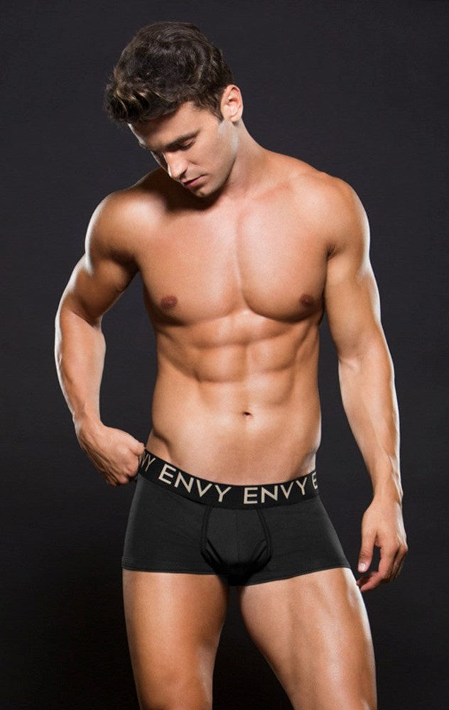 Envy Menswear Micro LowRise Logo Elastic Trunk Black Premium Comfort - - Jocks and G-Strings