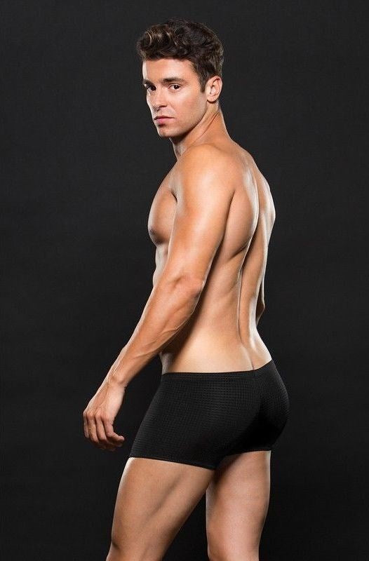 Envy Menswear Microfiber Black Waffle Boxer with Premium Comfort Support - - Jocks and G-Strings