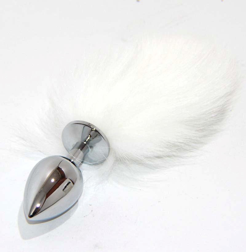 BDStyle Kitten Tail Metal Butt Plug Silver Premium Temperature Play Anal Toy - - Steel Sex Toys
