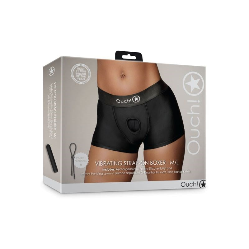 Shots Toys OUCH! Pleasure Enhancing Vibrating Strap On Boxer Vibrator - - Strap On Sextoys
