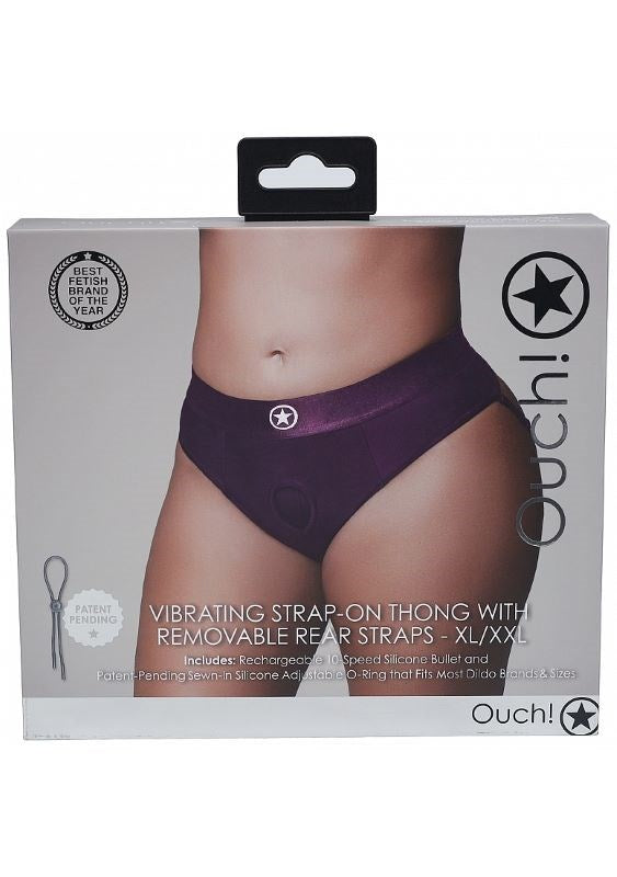 Shots Toys Ouch! Intimate Pleasure Strap On Thong Purple Vibrating Harness - - Strap On Sextoys