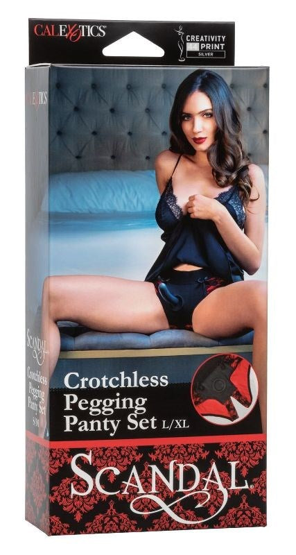 California Exotics Scandal Crotchless Pegging Panty Set with Silicone Probe - - Strap On Sextoys