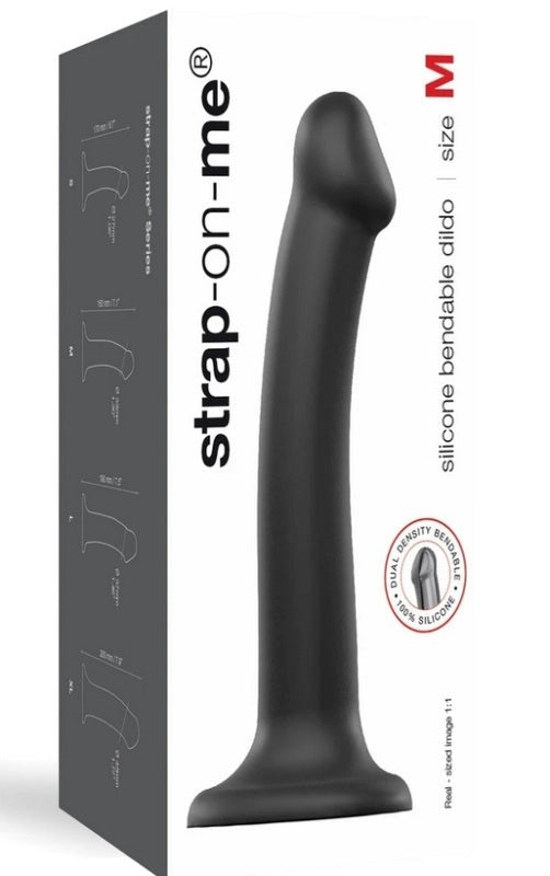 strap on me Dual Density Dildo Black with Bendable Shaft and Suction Cup - - Strap On Sextoys