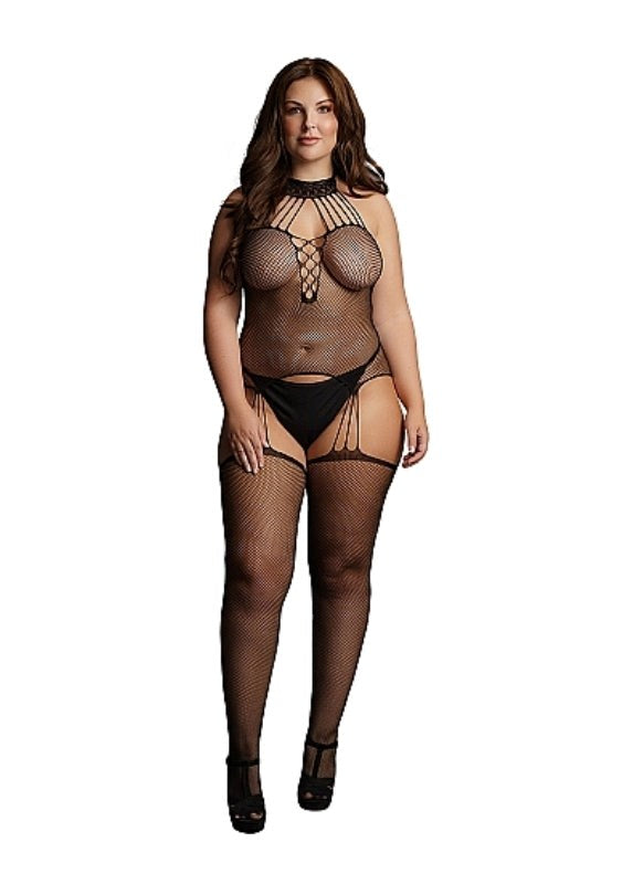 Shots Toys Suspender Fishnet Choker Bodystocking Seductive Lingerie - - Body Stockings