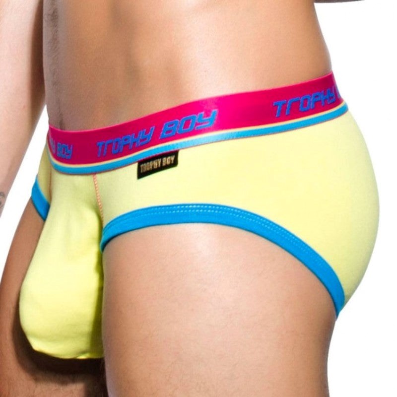 Andrew Christian Trophy Boy Brief Bright Yellow S with Snuggle Pocket - - Jocks and G-Strings
