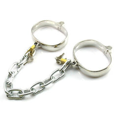 Unisex Luxury Dungeon Irons Cuffs With Chain - - Cuffs and Restraints