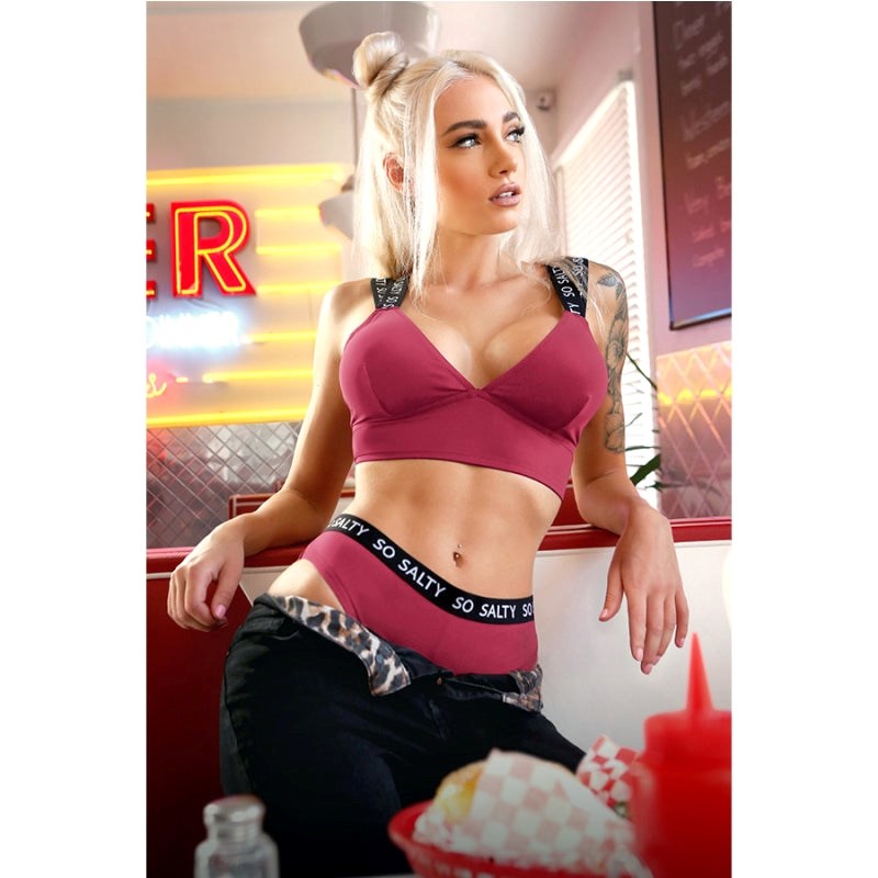 Fantasy Lingerie VIBES SO SALTY Luxurious Longline Bra & Cheeky Panty Set - - Bras and Bra Sets