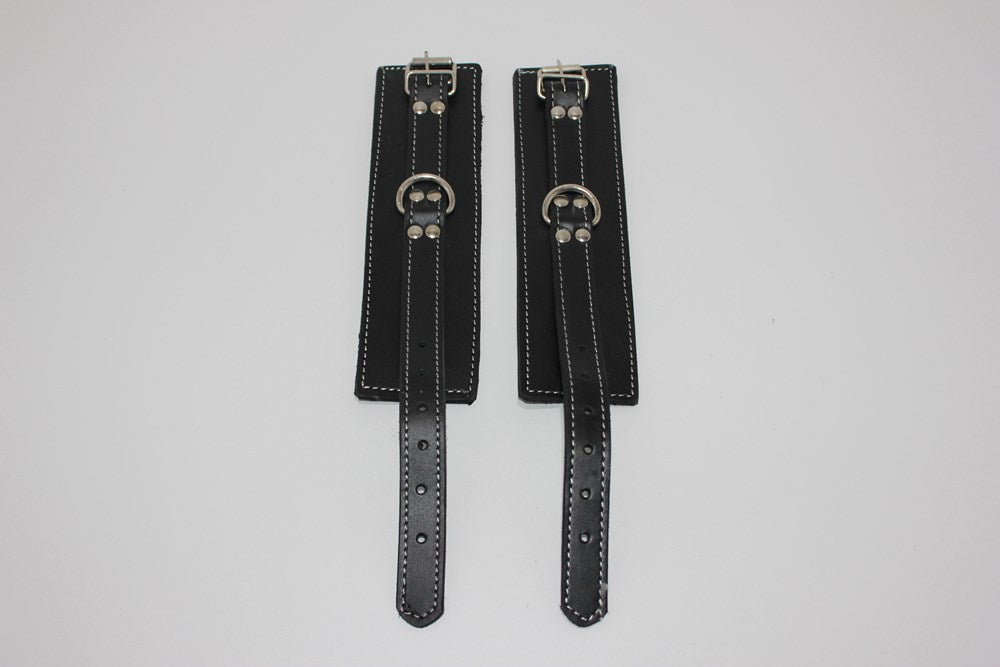 Abbey Leather Buckle Black Wrist Restraints - - Cuffs and Restraints