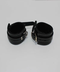 Abbey Leather Buckle Black Wrist Restraints - - Cuffs and Restraints