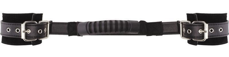 Shots Toys Adjustable Leather Handcuffs with Adjustable Straps and Handle - - Cuffs and Restraints