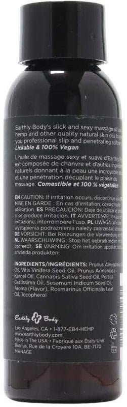 Earthly Body Edible Massage Oil 59ml Natural Vegan Intimate Enhancement - - Sex Pheromones and Perfumes