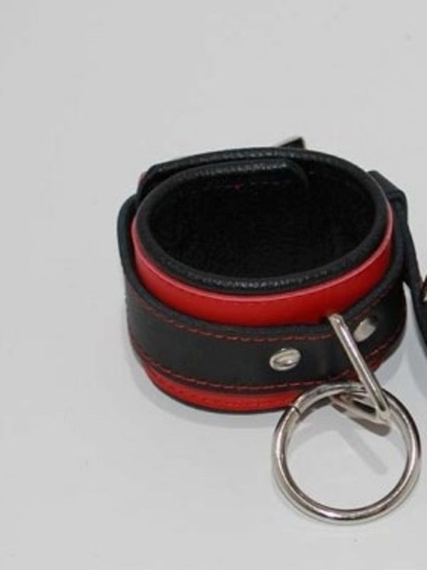 Netherworld Restraints Wrist Cuffs Black and Red Leather - - Cuffs and Restraints