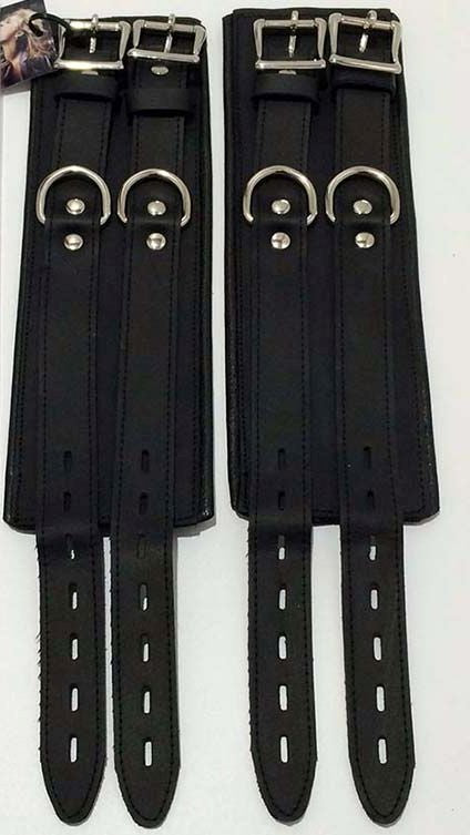 NY Bondage Club Leather Ankle Cuffs - - Cuffs and Restraints