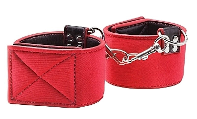 Shots Toys Ouch Reversible Wrist Cuffs Red Dual Material Restraints - - Cuffs and Restraints
