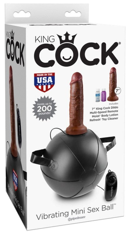 Pipedream Products King Cock Vibrating Mini Sex Ball with 7 Inch Dong Brown - - Sex Machines