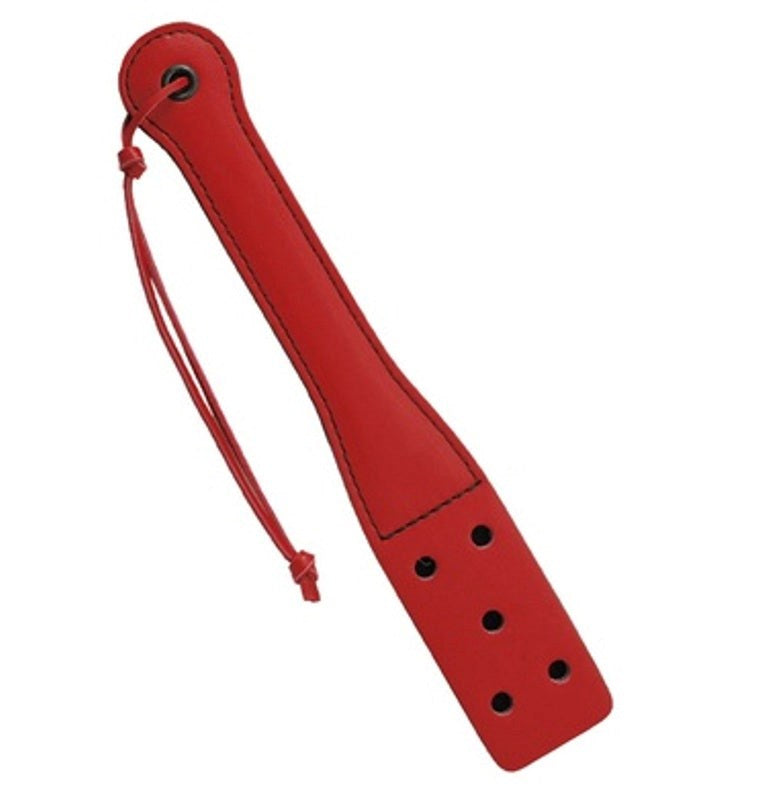 Spartacus Enterprises 12 Inch Slapper Red With Holes BDSM Impact Play - - Paddles And Slappers