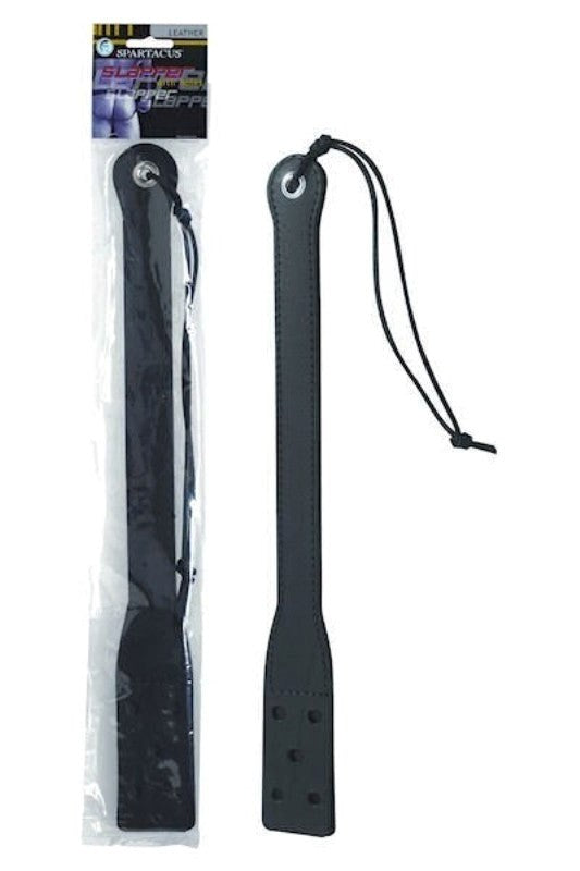 Spartacus Enterprises 18 Inch Long Black Leather Slapper with Steel Core - - Paddles And Slappers