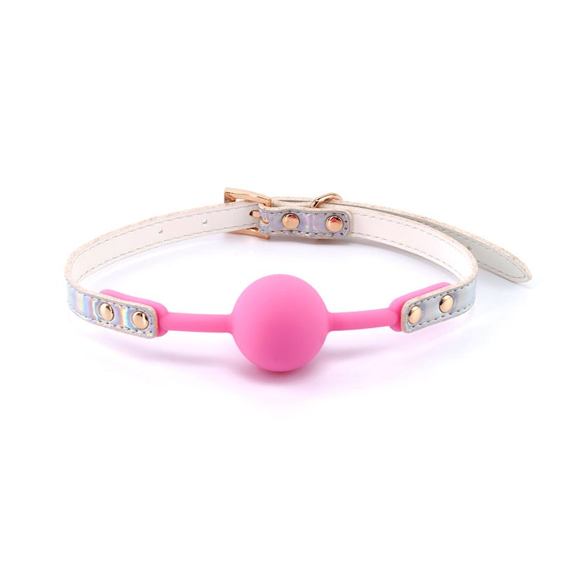 NS Novelties Cosmo Bondage Ball Gag Rainbow with Rose Gold Hardware - - Bondage Gags and Bits