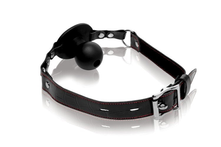 XR Brands Devour Locking Feeding Gag with Hollow Funnel Design - - Bondage Gags and Bits