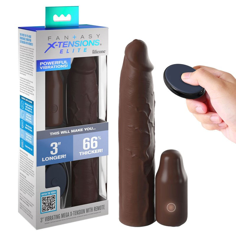 Pipedream Products FX Elite 3 Inch Vibrating Mega Penis Extension With Remote - - Penis Sleeves and Extenders