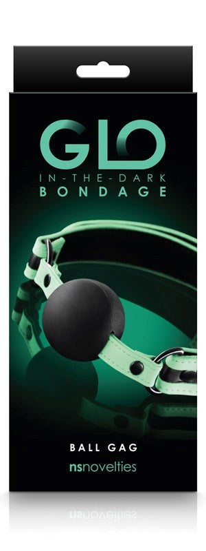 NS Novelties GLO Bondage Ball Gag Glow in Dark BDSM Restraint - - Bondage Gags and Bits