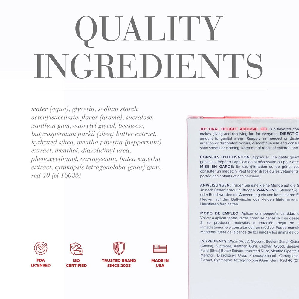 System Jo JO Oral Delight Water Based Gel Cooling Oral Enhancement - - Water Based Lubes