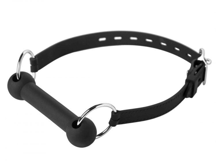 XR Brands Mr. Ed Locking Silicone Bit Gag Black BDSM Restraint - - Bondage Gags and Bits