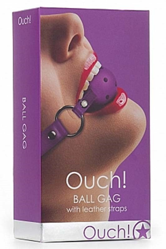 Shots Toys Ouch Gag Ball Quality Leather BDSM Restraint - - Bondage Gags and Bits