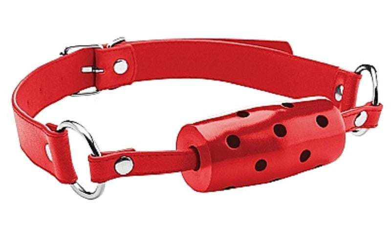 Shots Toys Ouch! Cylinder Gag with Quality Leather Straps - - Bondage Gags and Bits