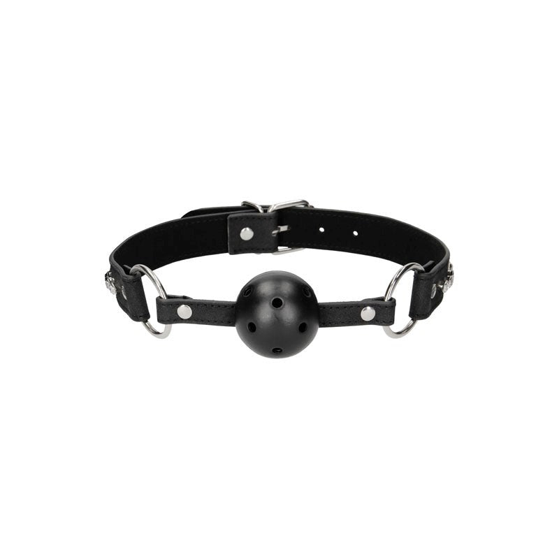 Shots Toys OUCH! Diamond Studded Breathable Ball Gag with Diamond Studs - - Bondage Gags and Bits