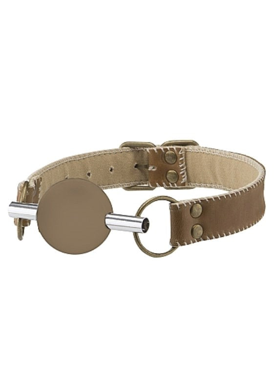 Shots Toys Ouch! Premium Bonded Leather Solid Ball Gag Mocca Premium Bondage - - Bondage Gags and Bits