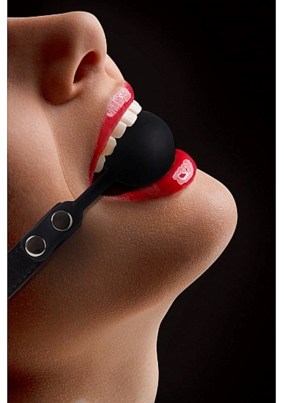 Shots Toys Ouch! Silicone Bondage Ball Gag Black BDSM Restraint - - Bondage Gags and Bits