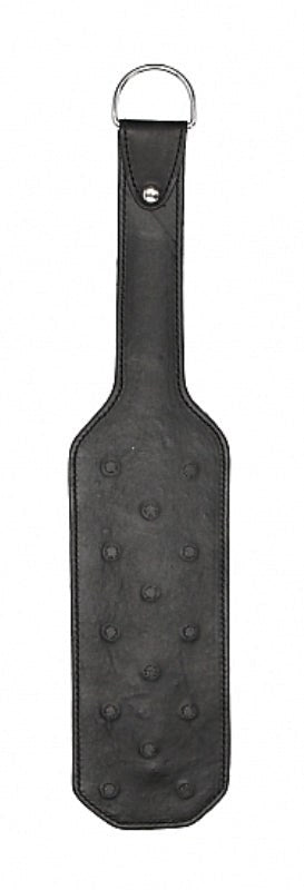 Shots Toys Pain Leather Vampire Bondage Paddle with 14 Studs - - Paddles And Slappers
