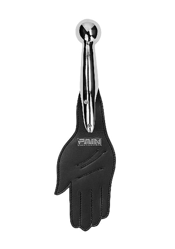 Shots Toys Pain Saddle Leather Hand Paddle Metal Ball Handle BDSM Impact - - Paddles And Slappers