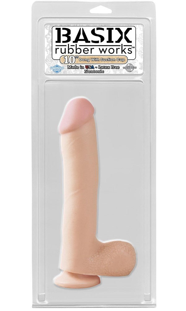Pipedream Basix 10 Inch Suction Cup Realistic Dildo with Hands Free Base - - Realistic Dildos