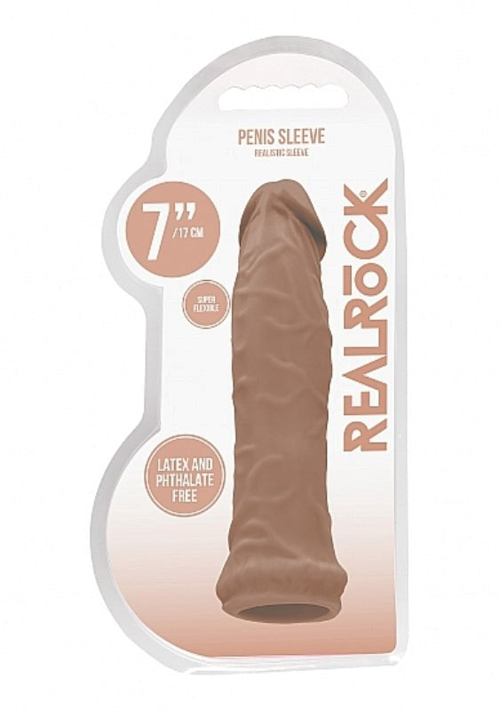 Shots Toys Realrock Skin Penis Sleeve 6 Inch Realistic TPE Extension - - Penis Sleeves and Extenders